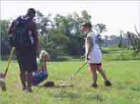 Metal detecting for ammunition along White River Road looking for evidence of Sigel's retreat.